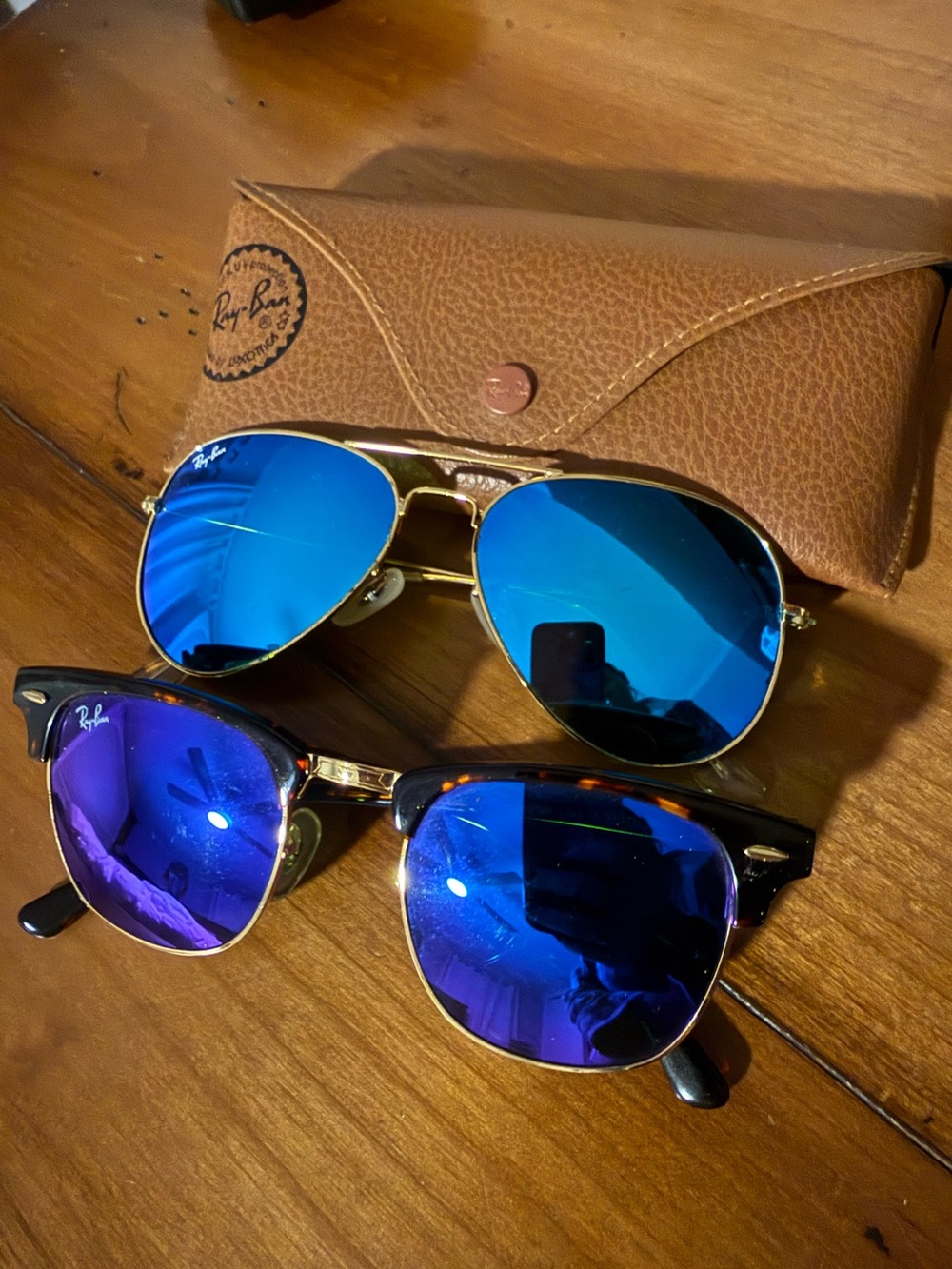 Ray-Ban Blue Mirrored Aviator & Clubmaster Sunglasses Duo